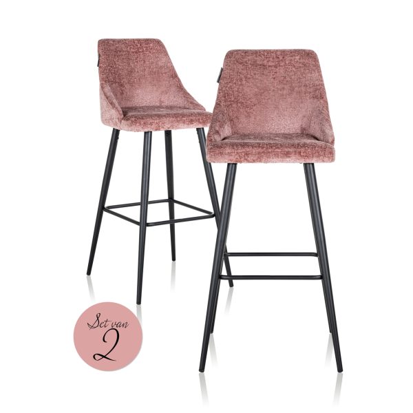 Barstoel Brooke rose chenille (Set of 2) Richmond Interiors