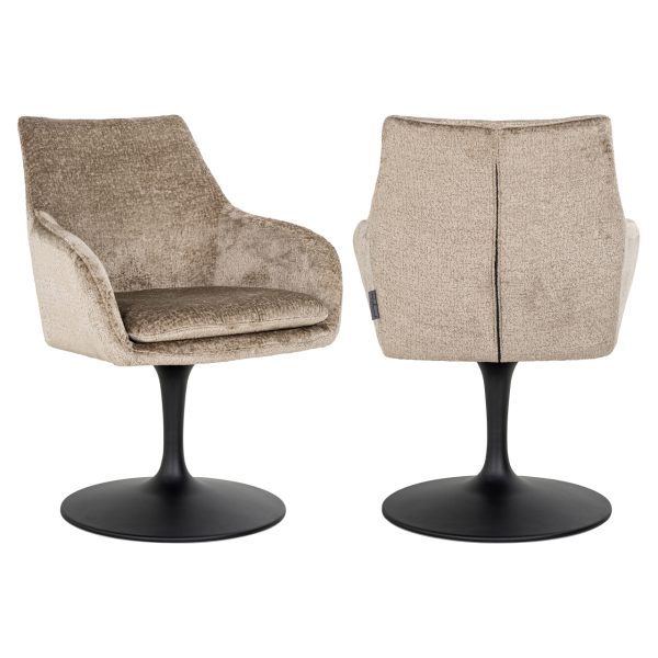 Eetkamerstoel Marlon taupe chenille swivel Richmond Interiors