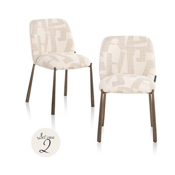 Eetkamerstoel Lana beige graffic (Set of 2) Richmond Interiors