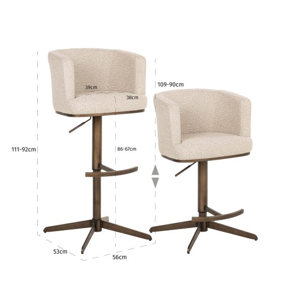 Barstoel Cheyenne biscotti swivel Richmond Interiors - Afbeelding 16
