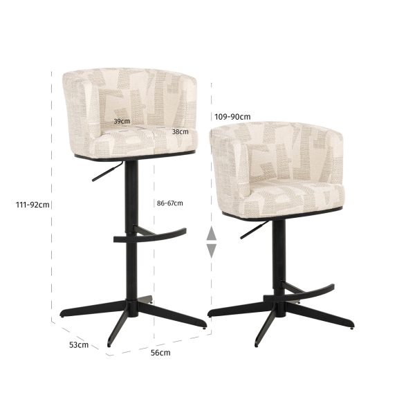 Barstoel Cheyenne beige graffic Richmond Interiors - Afbeelding 16