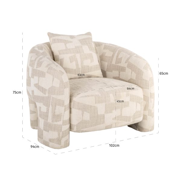 Lounge stoel Tuscany beige graffic Richmond Interiors - Afbeelding 6