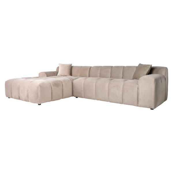 Bank Cube khaki velvet 3-seater + lounge left Richmond Interiors