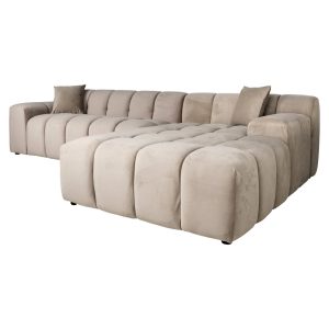 Bank Cube khaki velvet 3-seater + lounge right Richmond Interiors