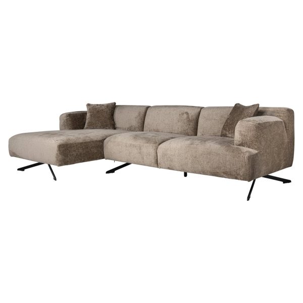 Bank Donovan taupe chenille 3-seater + lounge left Richmond Interiors