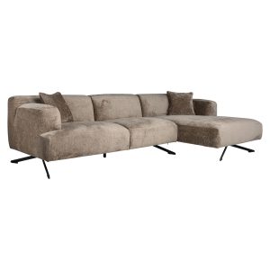 Bank Donovan taupe chenille 3-seater + lounge right Richmond Interiors