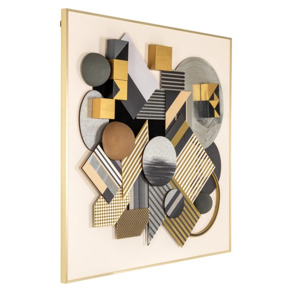 Wall art 3D Block black/gold Richmond Interiors - Afbeelding 2