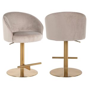 Barstoel Zabi khaki velvet swivel Richmond Interiors