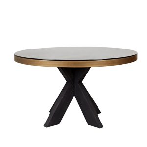 Eettafel Bloomville black/gold incl. glass top 140Ø Richmond Interiors