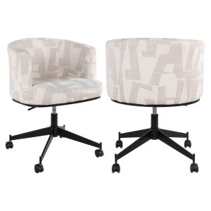 Eetkamerstoel Rochenne beige graffic swivel on wheels Richmond Interiors