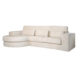 Bank Felix white chenille 2,5-seater + lounge round left Richmond Interiors