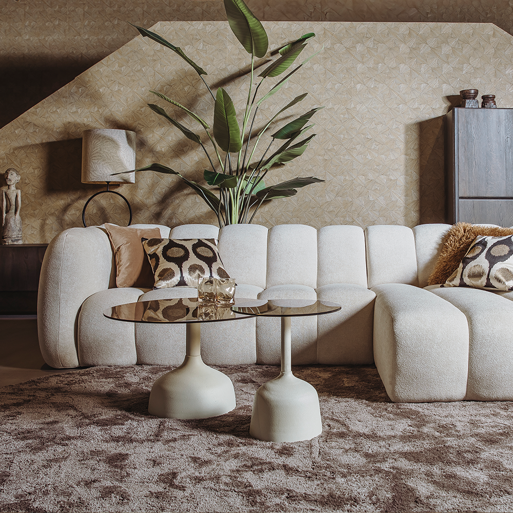 Elba Bijzettafel glas gebroken wit rond 40 cm Tower Living - Afbeelding 2