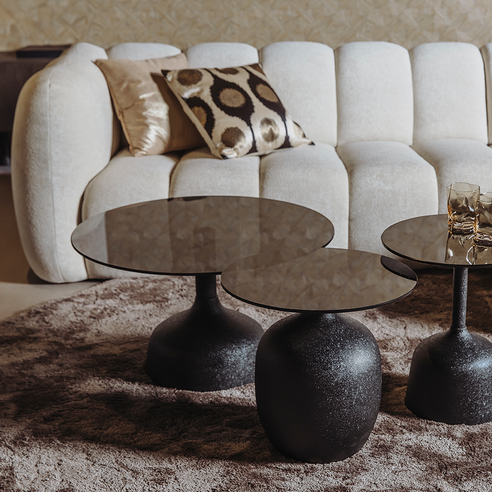 Vigo Bijzettafel glas zwart 45 cm Tower Living - Afbeelding 2