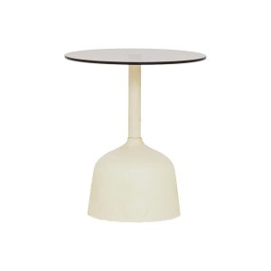 Elba Bijzettafel glas gebroken wit rond 40 cm Tower Living