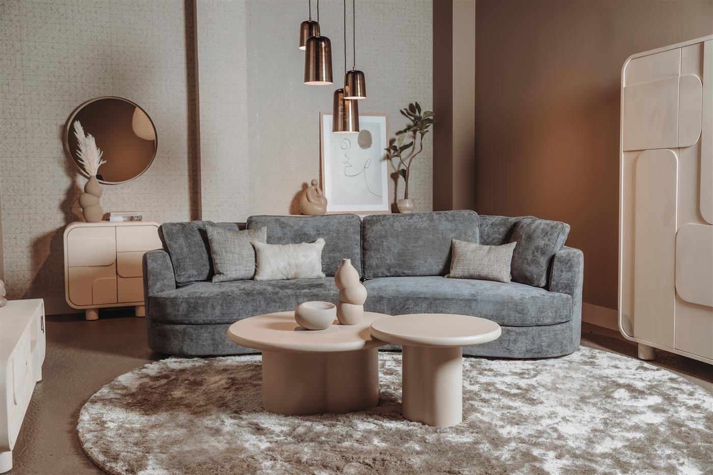 Melzo Bijzettafel rond beige 60 cm Tower Living