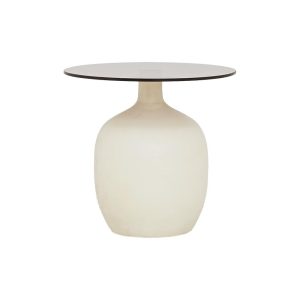 Vigo Bijzettafel glas gebroken wit 45 cm Tower Living