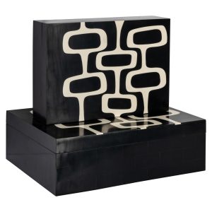 Opbergdoos Lux black/white (Set of 2) Richmond Interiors