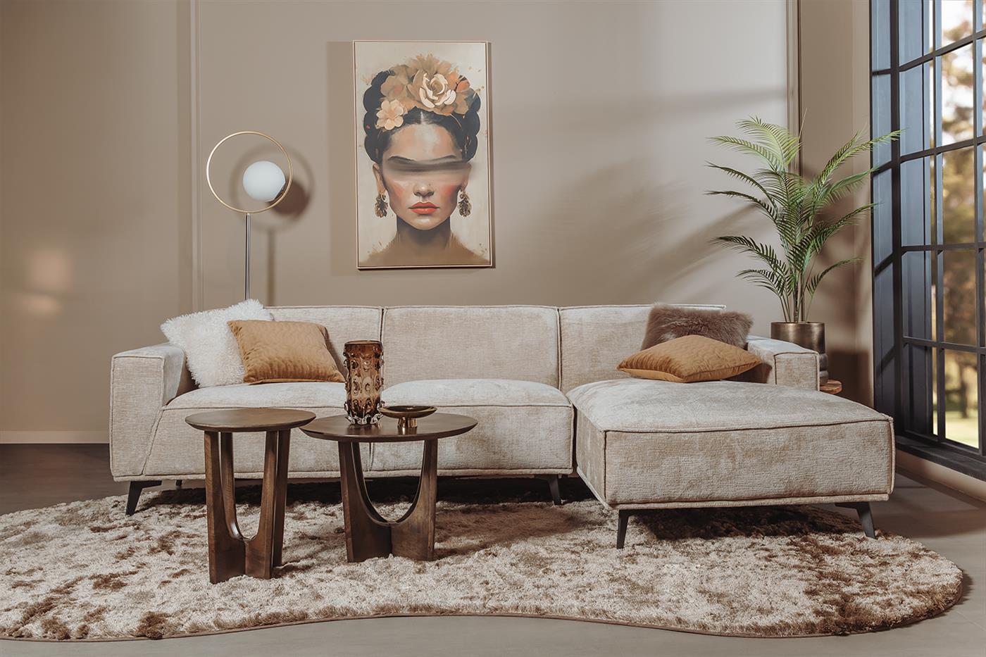 Leeds 2 5-AL + Chaise R - Touch 102 Beige Tower Living