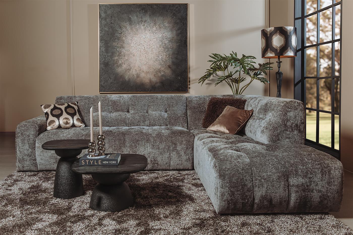 Memphis 3-AL + Ottoman R - Haga 16 charcoal Tower Living - Afbeelding 2