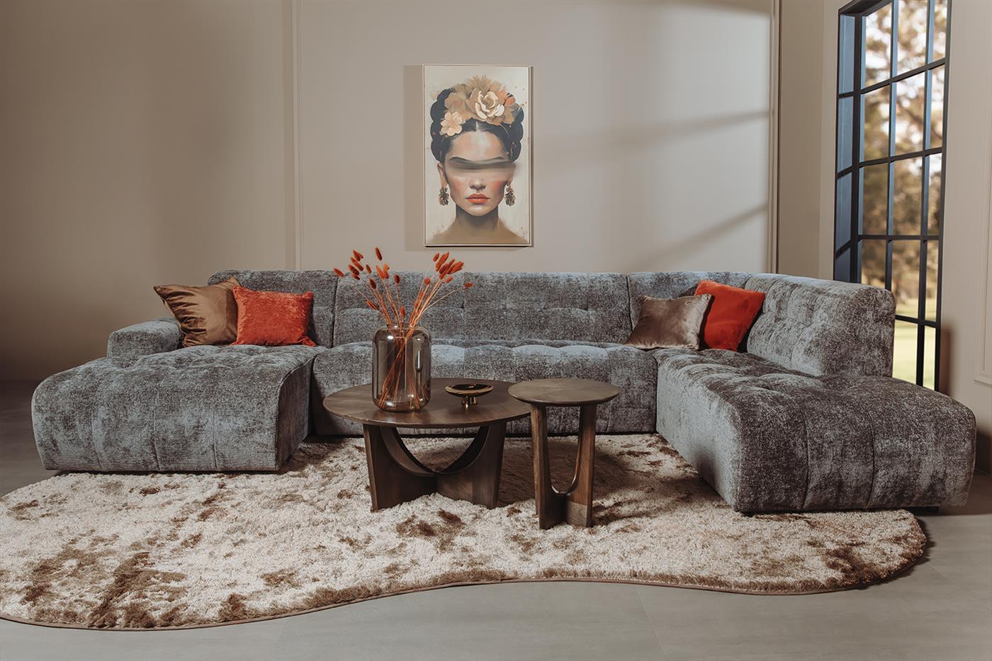 Memphis Chaise L - 3-seater - Ottoman R - Haga 16 charcoal Tower Living - Afbeelding 2