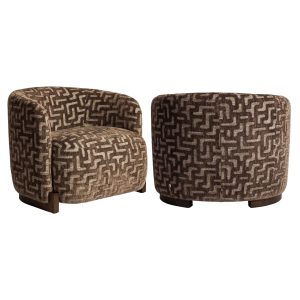 Lounge stoel Hannah brown labyrinth fire retardant Richmond Interiors