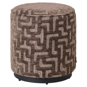 Poef & Voetenbank Lexie brown labyrinth 45Ø Richmond Interiors