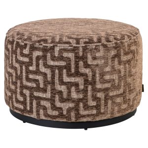 Poef & Voetenbank Lexie brown labyrinth 70Ø Richmond Interiors