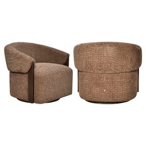 Lounge stoel Marina brown blockweave swivel fire retardant Richmond Interiors